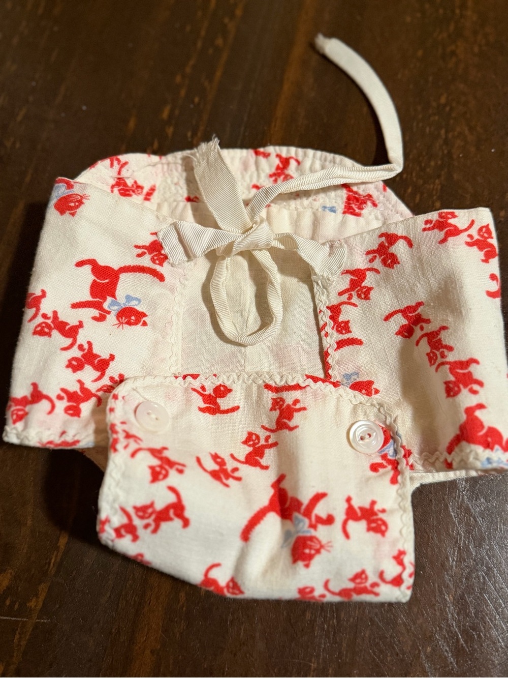 VTG HandMade Cat Print Clothe Diaper with Tie Closure